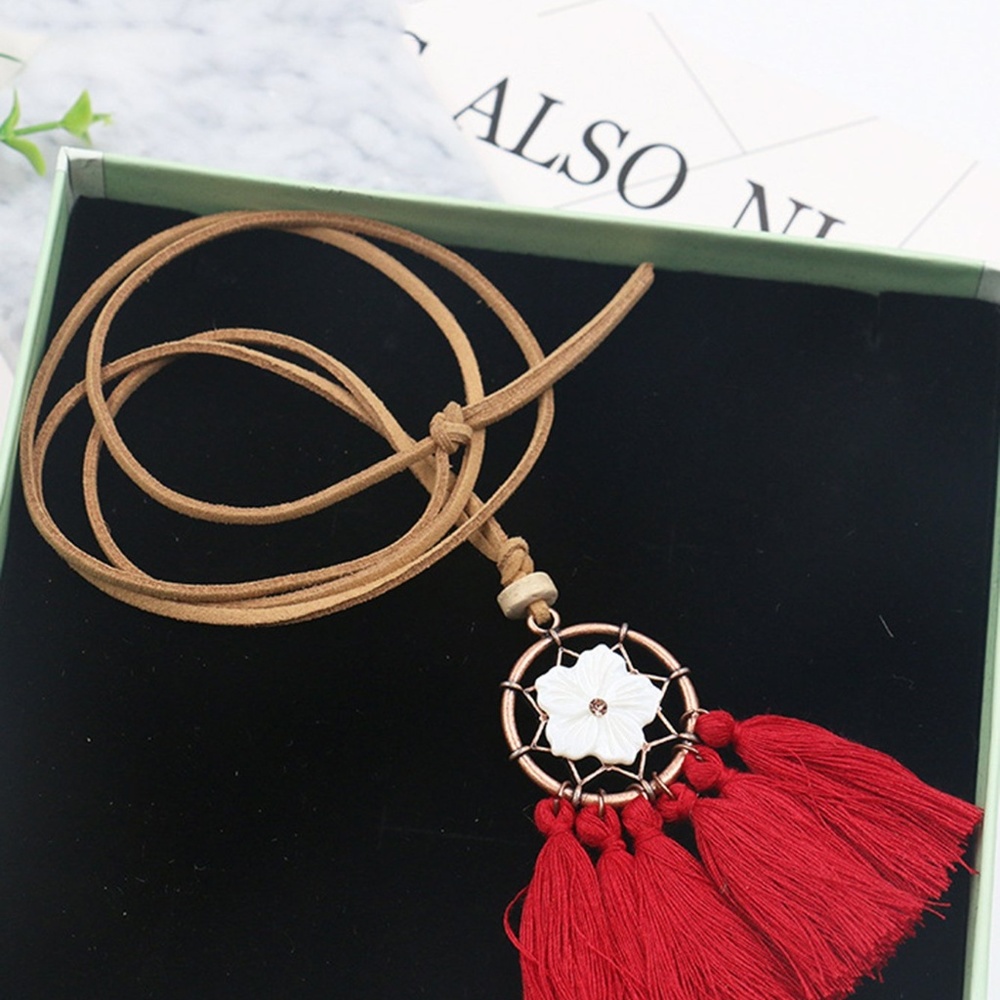 Tassel Pendant Earrings with a Flower Detail